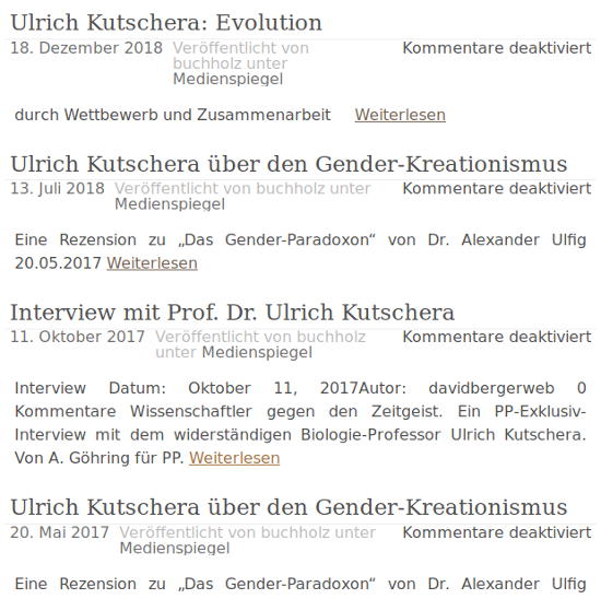 Evolutionsbiologe und Genderkritiker Ulrich Kutschera
